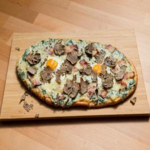 Spinach and Bacon White Pizza with Shaved Truffle_image