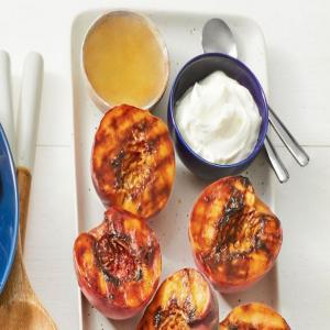 Grilled Peaches with Moonshine Syrup and Sorghum Yogurt_image