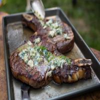 Grilled Bone-In Rib-Eye Steaks With Blue Cheese image