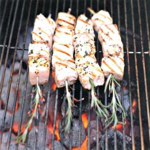Rosemary-Skewered Swordfish Kebabs image