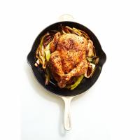Cast-Iron Roast Chicken with Caramelized Leeks_image
