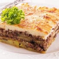 Traditional Moussaka recipe with eggplants (aubergines) and potatoes_image