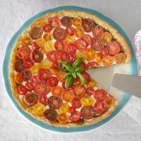 Heirloom Tomato Tart with Pesto and Mozzarella image