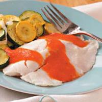 Tilapia & Veggies with Red Pepper Sauce image