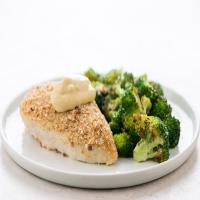 One-Sheet Pretzel-Crusted Chicken with roasted broccoli and honey mustard_image