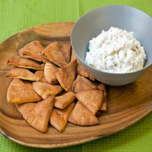 Baked Pita Chips with Charred Three Onion Dip_image