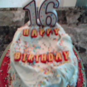 Sweet 16 Confetti Birthday Cake_image