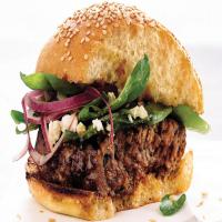 Greek Lamb Burgers with Spinach and Red Onion Salad image