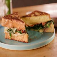 Stuffed French Toast with Gruyere, Mustard Greens and Double-Smoked Bacon image