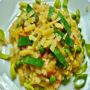 Leek, Bacon, and Pea Risotto image