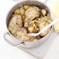 Baked fennel pork with lemony potatoes & onions image