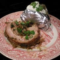 Stuffed Breast of Veal with Sausage, Mushrooms and Swiss Chard_image