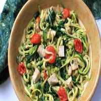 Zucchini Noodles with Chicken and Tomatoes in a Lemon Garlic Sauce image