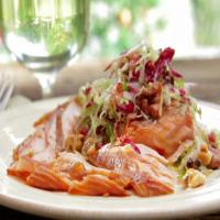 Maple-Mustard-Mixed Pepper Glazed Salmon with Brussels Sprout Slaw_image