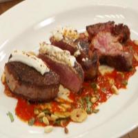 Black Pepper Crusted Filet Mignon with Goat Cheese and Roasted Red Pepper-Ancho Salsa_image