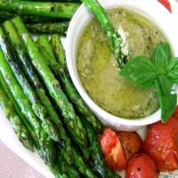 Grilled Tomatoes and Asparagus With Pesto Garnish image
