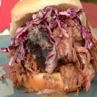 Pulled Pork Sandwich with Black Pepper Vinegar Sauce and Green Onion Slaw_image