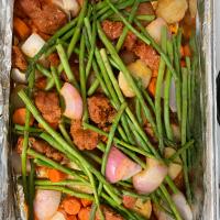 Sheet Pan Chorizo with Potatoes and Asparagus for Two image