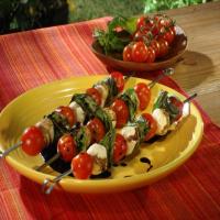 Insalata Caprese Kabobs with Balsamic Vinegar Reduction and Eros Pista Paste image