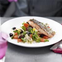 Charred salmon with fennel & olive salad image