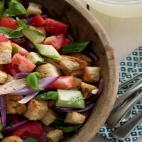 Fresh Tomato and Cucumber Salad with Buttery Garlic Croutons image