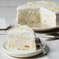 Angel Food Cake and Lemon Sorbet Ice Cream Cake with Lemony Frosting_image