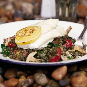 Roast brill with puy lentils & shiitake mushrooms_image