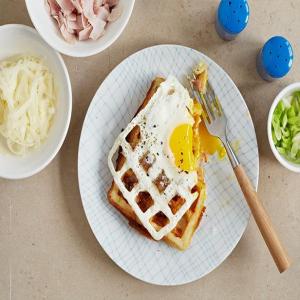 Ham and Cheese Waffles with an Egg image