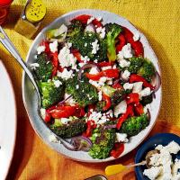 Broccoli with charred red peppers & feta image
