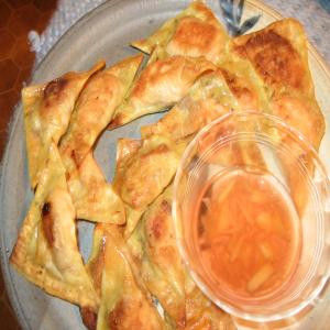 Salmon Won Tons With Ginger & Red Vinegar Dipping Sauce_image