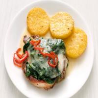 Spinach-and-Cheese Pork Chops with Polenta image