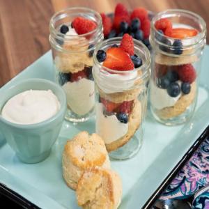 Mason Jar Berry Shortcakes with Whipped Greek Yogurt and Cream image