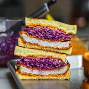 Gochujang Pork Cutlet Sandwiches with Purple Slaw image