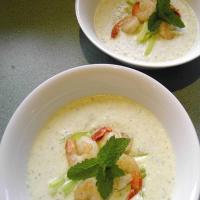 Chilled Cucumber & Yoghurt Soup With Prawns image