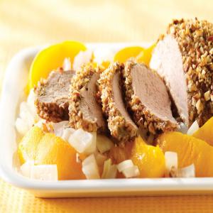 Pecan-Encrusted Pork with Peaches image