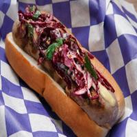 Pork and Fennel Sausage with Honey-Mustard Sauce and Cabbage Slaw image
