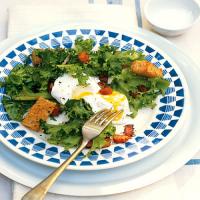 Chicory Salad with Lardons and Poached Eggs image