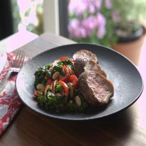 Pork Tenderloin with White Beans and Kale_image