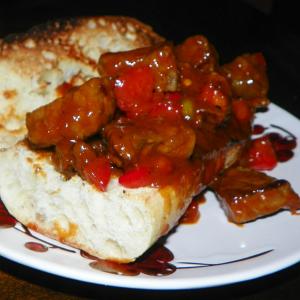 BBq Steak Sandwiches With a Rainbow of Peppers_image