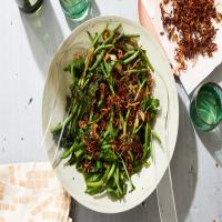 Green Beans and Greens With Fried Shallots image
