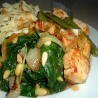 Braised Spinach with Garlic, Onion, and Pine Nuts image