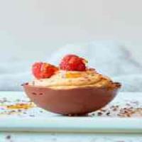SIMPLE Chocolate Bomb with Chocolate Mousse, Caramel and Raspberries_image
