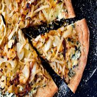 Pizza With Caramelized Onions, Ricotta and Chard image