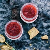 Buttermilk Panna Cotta with Rhubarb-Strawberry Jelly image