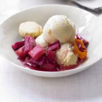 Slow-roasted rhubarb with ginger ice cream image