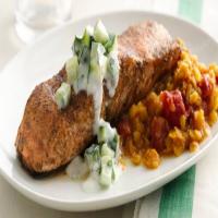 Gluten-Free Indian Spiced Salmon with Dal and Raita image