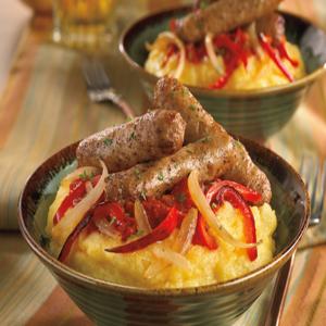 Turkey Sausage & Peppers With Polenta image