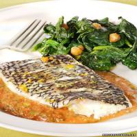 Steamed Black Bass with Sicilian-Style Pesto image