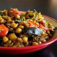 Moroccan Eggplant With Garbanzo Beans image
