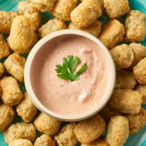 Broccoli & Cheese Veggie Tots with Salsa Ranch Dip image